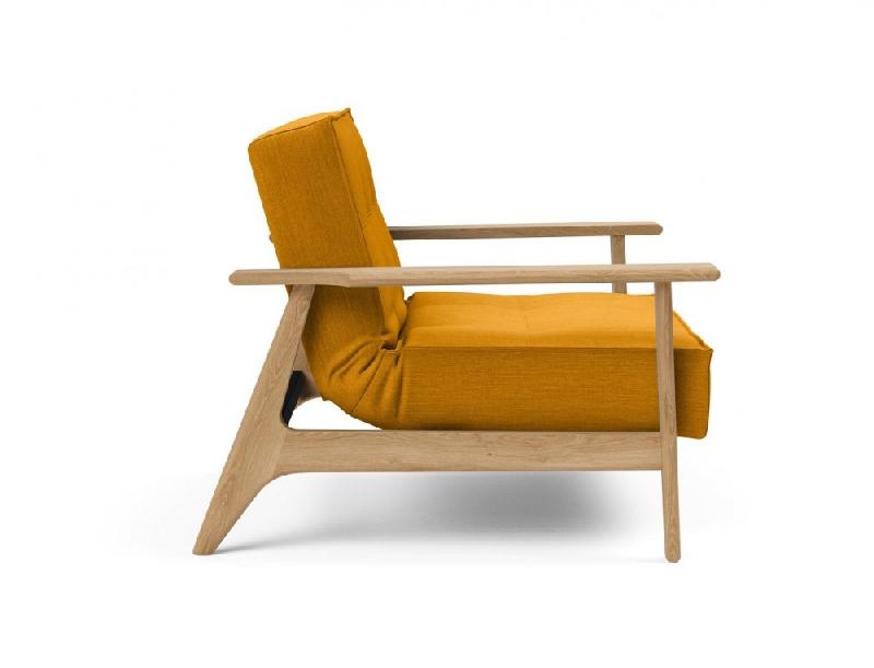 Fauteuil design convertible Innovation Living Splitback Frej Elegance Burned Curry - Lit 90x115 cm - Accoudoirs chêne clair_4