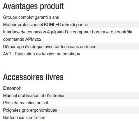 Technic 6500 A AVR UK C5 - Groupe électrogène Kohler - Puissance max 6,30 kW - 50 Hz - 230 V_4