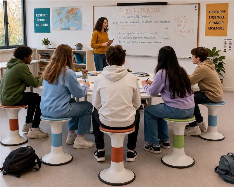 Tabouret dynamique scolaire réglable en hauteur MOBI-TWIST - Assise active T2 à T7_4