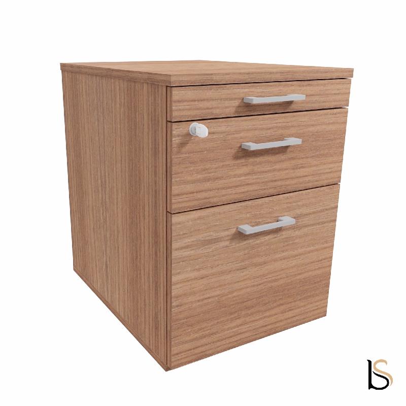 Caisson mobile 2 tiroirs  + 1 tirette plumier - QUADRIFOGLIO - Noyer Canaletto_4