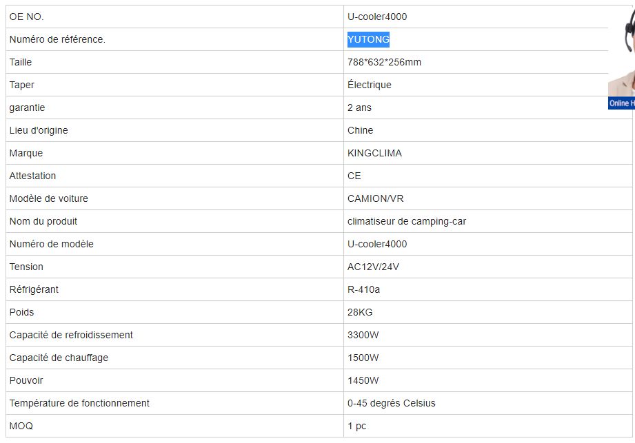 U-Cooler3300 - Climatiseur pour camping-car - King Clima - Capacité de refroidissement 3200W - Monté sur le toit - 220V_4