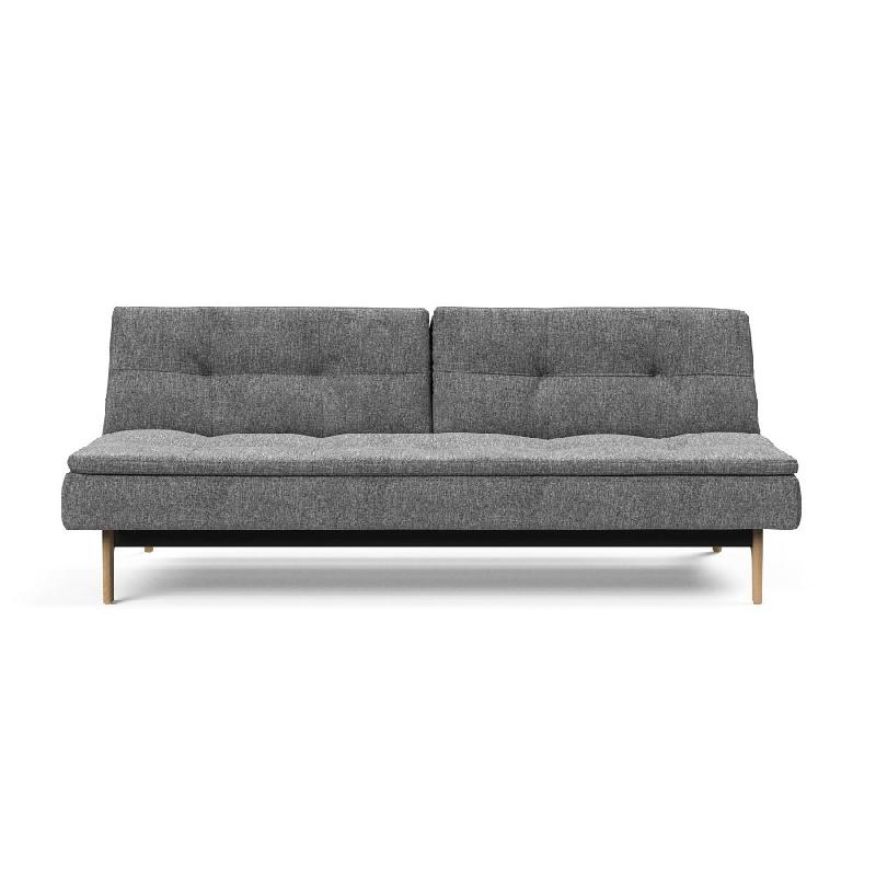 Canapé convertible design Dublexo Eik - tissu Twist Charcoal - pieds chêne naturel - 210x115 cm_4