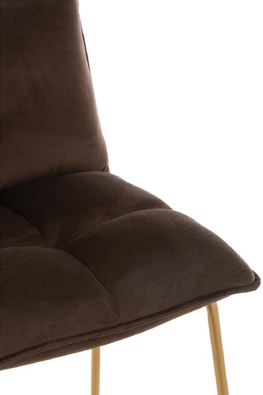 Chaise de bar Ratri - Velours marron foncé - Pieds métal couleur laiton - Confort et design tendance_4