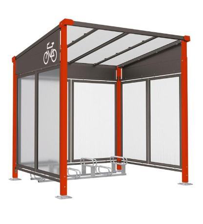 Abri Vélo Milan - Largeur 2500 x Hauteur 2880 x Profondeur 2434 mm - Poteaux et Traverses en Acier - Panneaux Polycarbonate Alvéolaire_4
