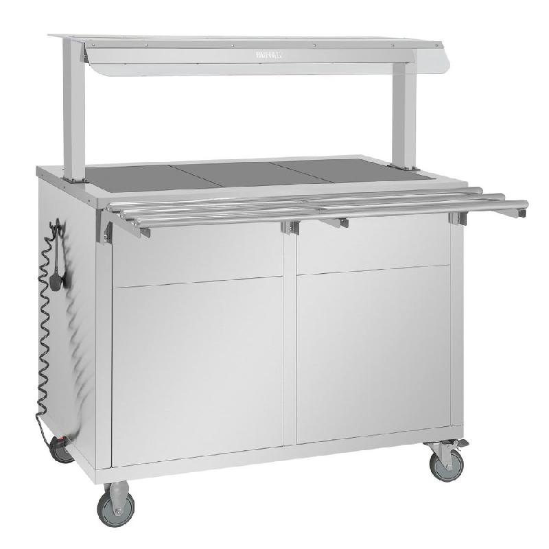 Buffet central mobile avec plaque chauffante 3 x GN 1/1 - Buffalo - JB186_4