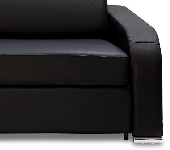 Canapé convertible express Sofia Edition 120 cm - Cuir noir Cayenne - Matelas 16 cm haute résilience_4