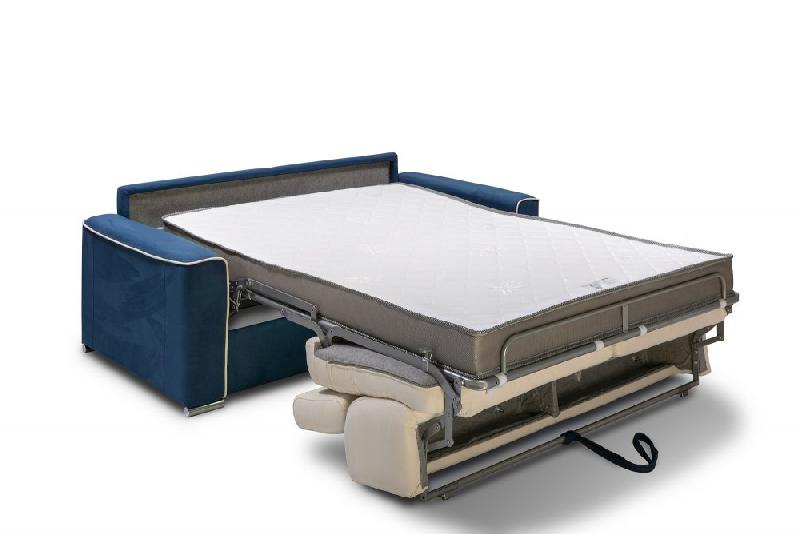 Canapé convertible express Canberra 140 cm - Matelas 16 cm bicolore microfibre ivoire et bleu cobalt - Fabrication italienne_4