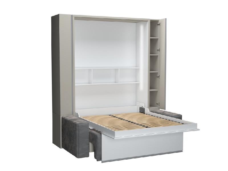 FALCON SOFA - Armoire lit escamotable avec canapé et rangements intégrés - Couchage 140 x 200 cm - LED et sommier 34 lattes_4