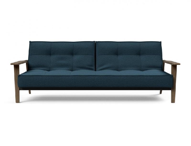 Canapé-lit design Innovation Living Splitback Frej - Convertible 115x210 cm - Chêne fumé - Tissu Argus Navy Blue_4
