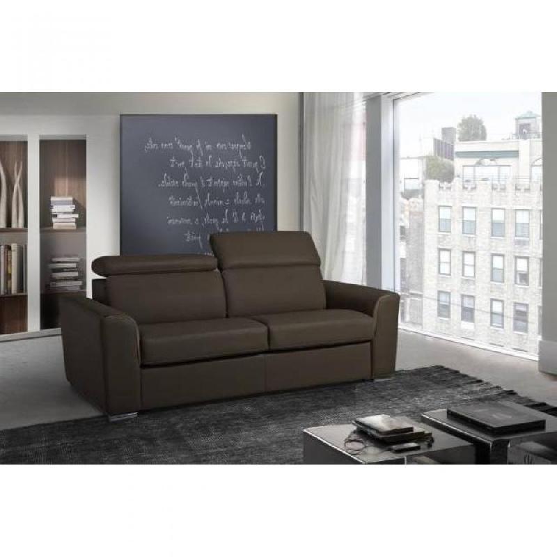 Canapé convertible express IMOLA - Matelas 18 cm - Sommier à lattes Renatonisi - 140x197 cm - Marron_4