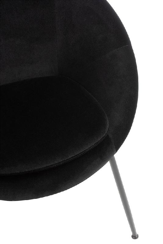 Chaise TROE ronde - Noir - Design rétro avec accoudoirs - Structure métal - Assise tissu et mousse_4
