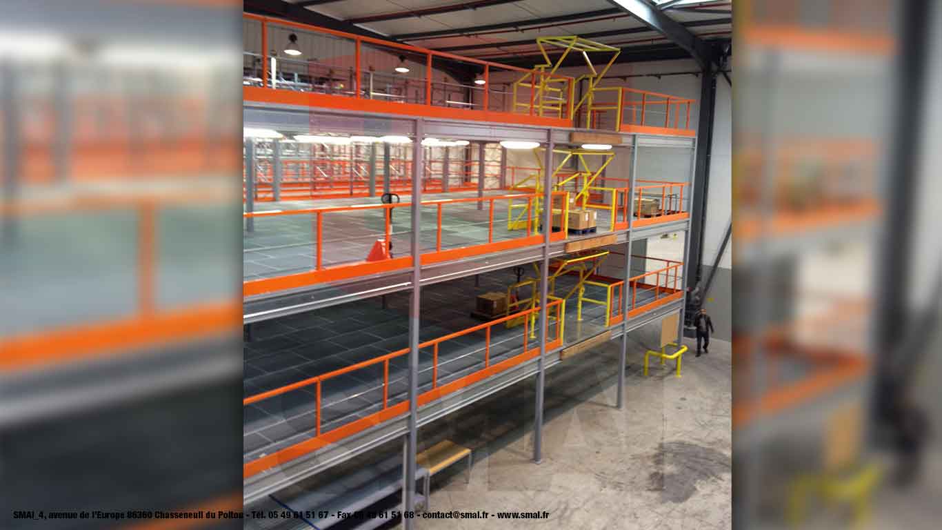 Plateforme / mezzanine sur 2 niveaux - Grandes portées - Charge jusqu'à 1000 kg/m²_4