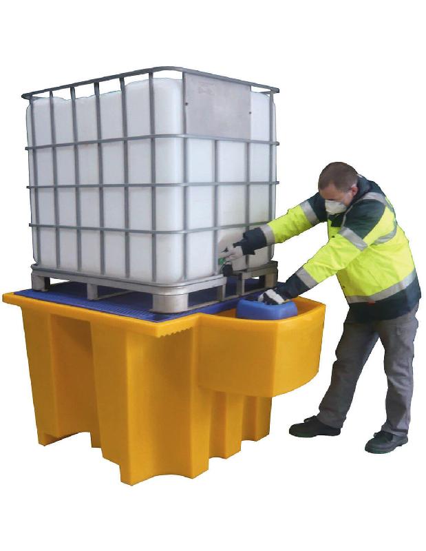 Bac de rétention PE 1100 litres + Caillebotis + Réceptacle intégré - Caillebotis plastifié_4
