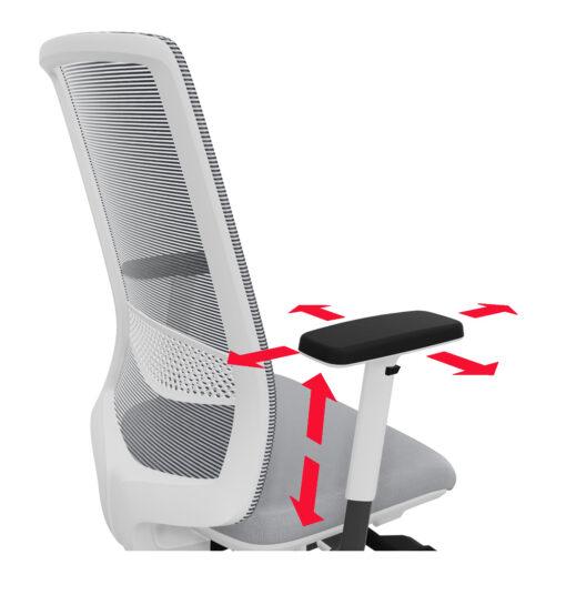 Fauteuil de bureau neuf - ADJUST noir avec accoudoirs - pivotant, ergonomique et design - structure séparée d'assise capitonnée et dossier aéré à treillis 3D_4