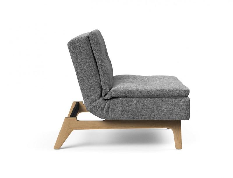 Fauteuil design convertible Dublexo Eik - Lit 90x115 cm - Pieds chêne naturel - Tissu Twist Charcoal_4