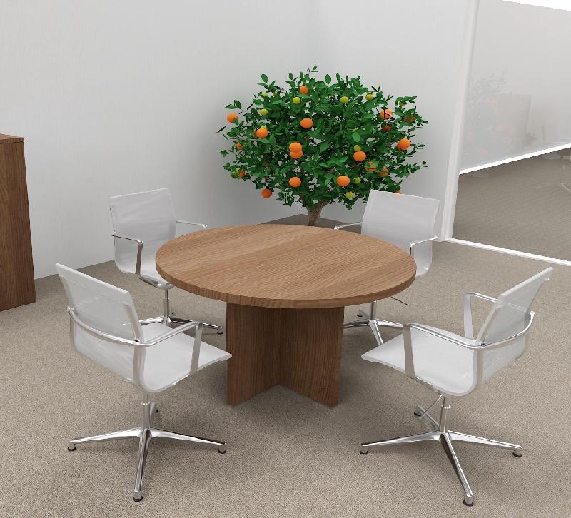 Table de réunion ronde TAK- Mobel Linea - Acacia foncé_4