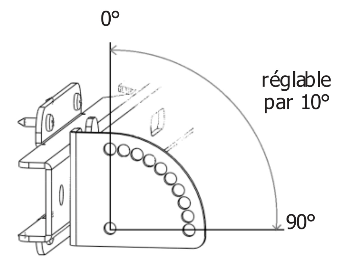 Support de fixation inclinable Uniteck pour panneau solaire 50W - acier galvanisé, angle réglable 0°-90°, fabriqué en France_4
