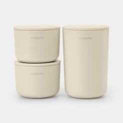 Pots de stockage - Kit de 3 - Soft Beige - Ensemble de Rangement Brabantia ReNew pour épingles à cheveux, boucles d'oreilles et cotons-tiges_4