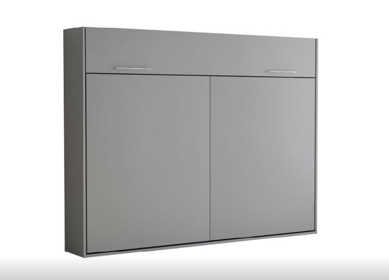 Armoire lit escamotable VERTIGO SOFA gris - canapé 4 coussins - couchage 160x200 cm_4
