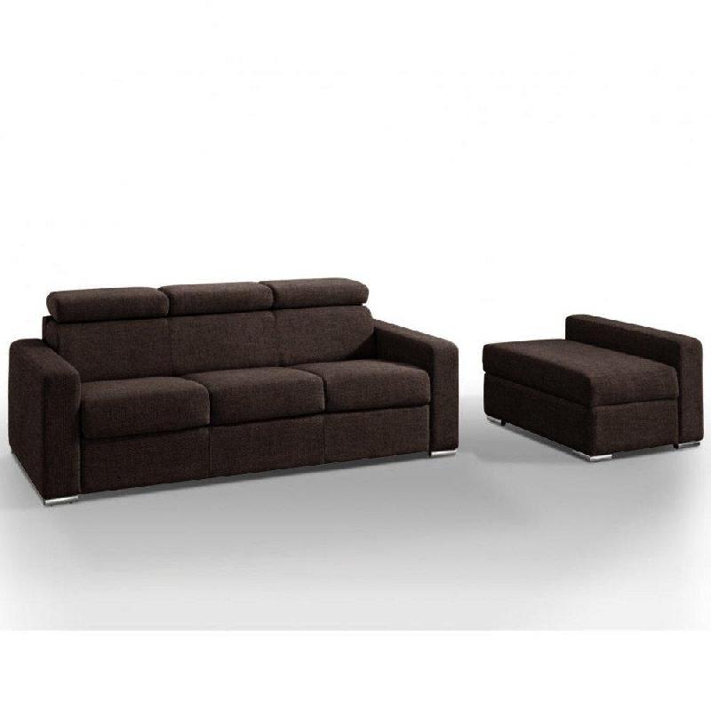 Canapé d'angle 4-5 places Faster XXL - Convertible express avec matelas 18 cm en microfibre marron - Méridienne modulable_4