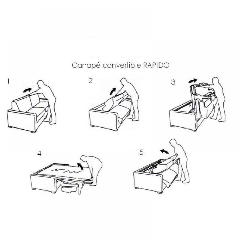 Canapé lit convertible express Luna 2-3 places - Tweed gris graphite - Matelas 16 cm - Couchage 120x197 cm_4