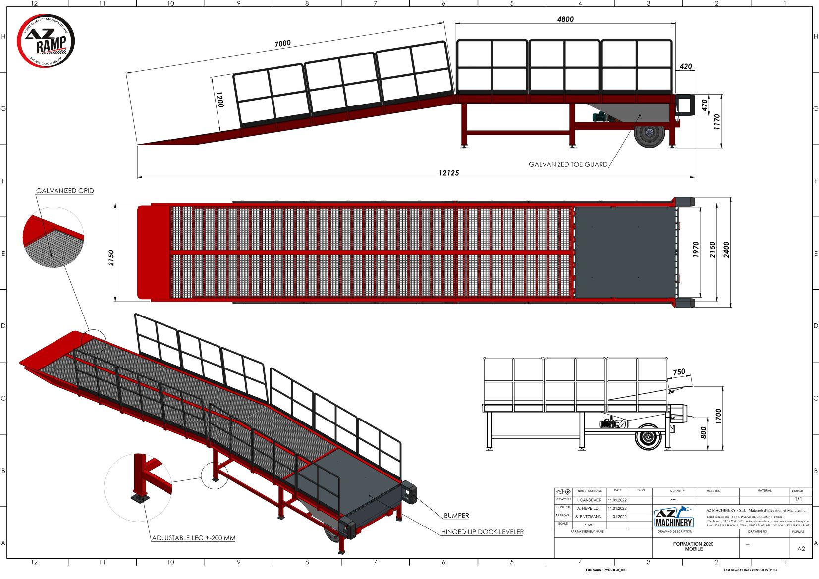 Rampe de quai mobile AZ RAMP FORMATION 2020 - Spécialement conçue pour centres de formation cariste, CACES RECO R.489 et ED6059_4