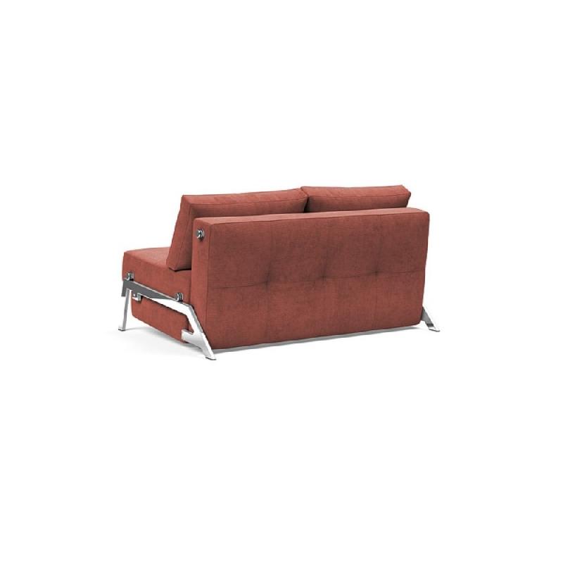 INNOVATION LIVING - Canapé design convertible Cubed 02 Chrome 200x140 cm - Tissu Cordufine Rust_4