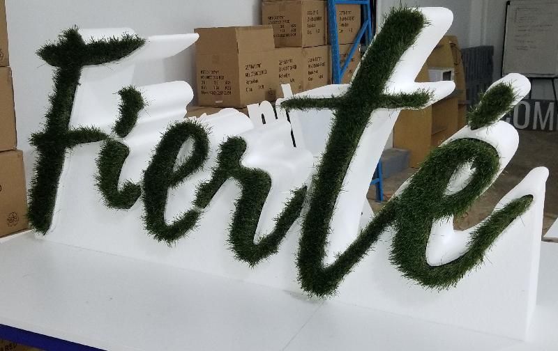 Lettres et/ou logo en polystyrène 3D et lichen scandinave - orange_4