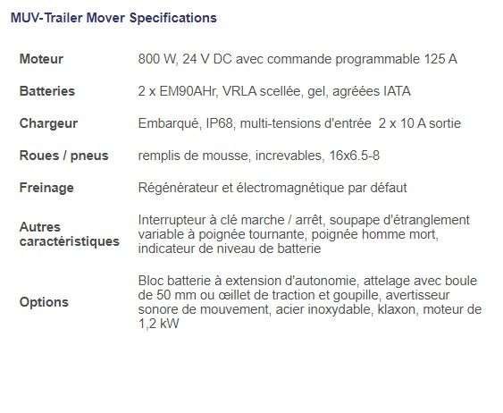MUV - Tracteur pousseur - Nu-Star Material Handling Ltd - Moteur 800 W - Remorqueur électrique pour charges jusqu'à 2 500 kg_4