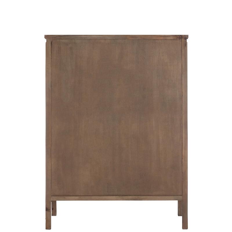 Buffet vaisselier Dara - 2 portes vitrées, 3 tiroirs, bois massif naturel et verre trempé_4