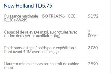 Td5.75 tracteur agricole - New Holland - 72 ch - moteur biodiesel, cabine VisionView™ et inverseur hydraulique_4