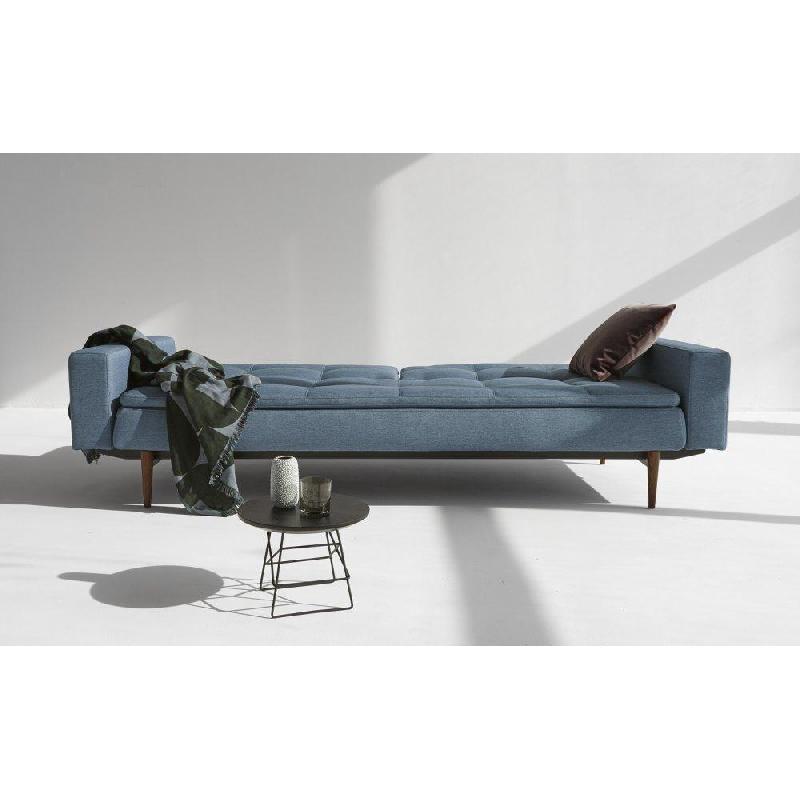 Innovation Living - Canapé design Dublexo Styletto convertible lit 200x115 cm - Bleu Soft Indigo - Pieds chêne foncé avec accoudoirs_4