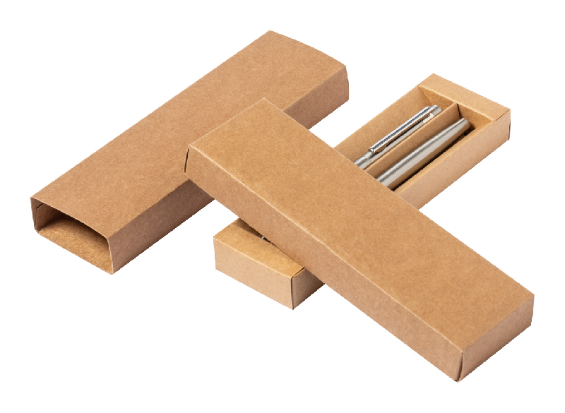 Parure de stylos en acier inoxydable recyclé - Stylo à bille et roller avec encre bleue - Livrée dans une boîte en papier kraft_4