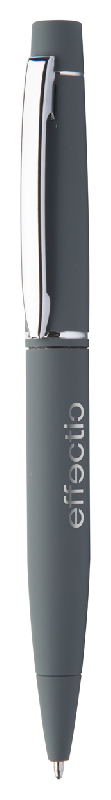Stylo à bille twist en métal - finition caoutchoutée - gravure laser effet miroir - encre bleue - couleur gris_4