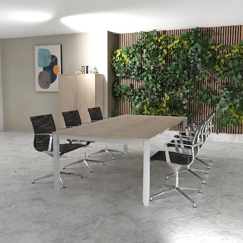 Table de réunion 6-8 personnes Tempo - Mobel Linea - 200, Alu, Acacia clair_4