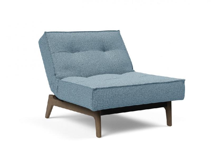 Innovation Living - Fauteuil Splitback Eik Convertible Lit 90x115 cm - Pieds en Chêne Noyer - Tissu Mixed Dance Light Blue_4