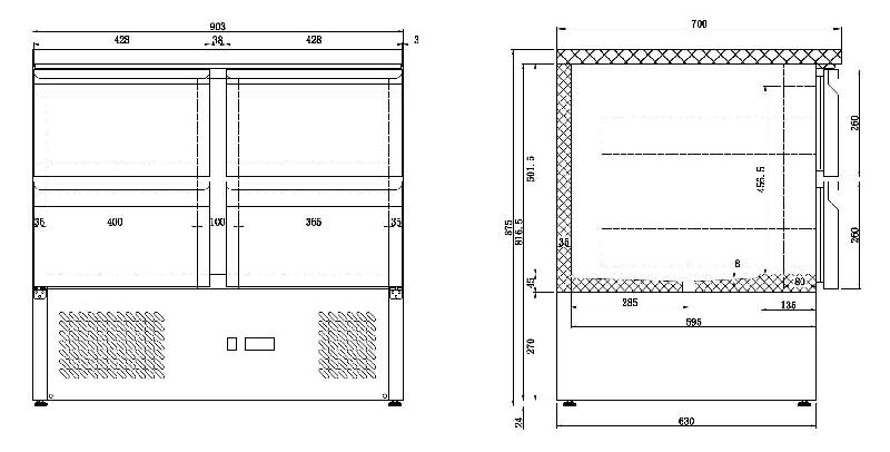 Table réfrigérée 4 tiroirs l900 7950.0110 COMBISTEEL_4