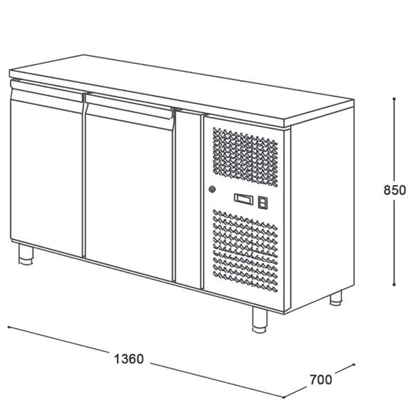 Table desserte positive adossée GN 1/1 profondeur 700 - 2 portes | L2g - GN2200TN_4