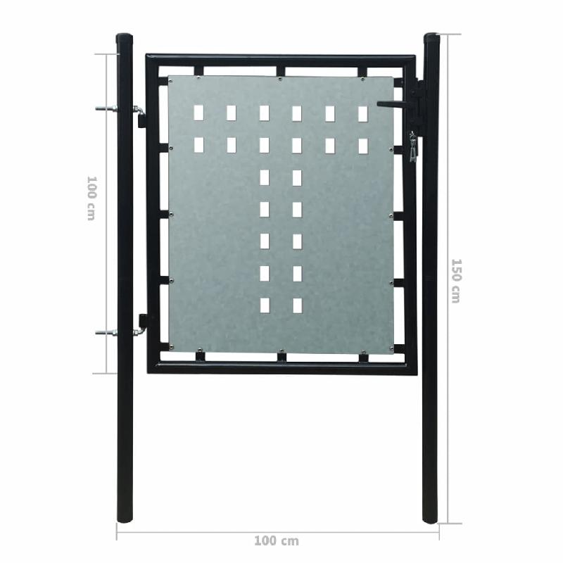 Vidaxl portail simple de clôture noir 100x150 cm 141685_4