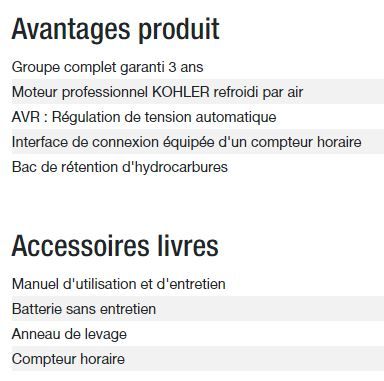 Diesel 6500 ta silence avr c5 groupe électrogène - kohler - puissance max (kw) 5.20_4