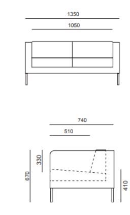 Ensemble Fauteuil et Canapé 2 Places KUBE - Référence 8814 FR206 - Design minimaliste et pieds chromés_4