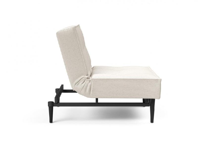 Innovation Living - Fauteuil Splitback Styletto convertible en lit 90x115 cm - Pieds fuseau noir - Tissu bouclé Off White_4