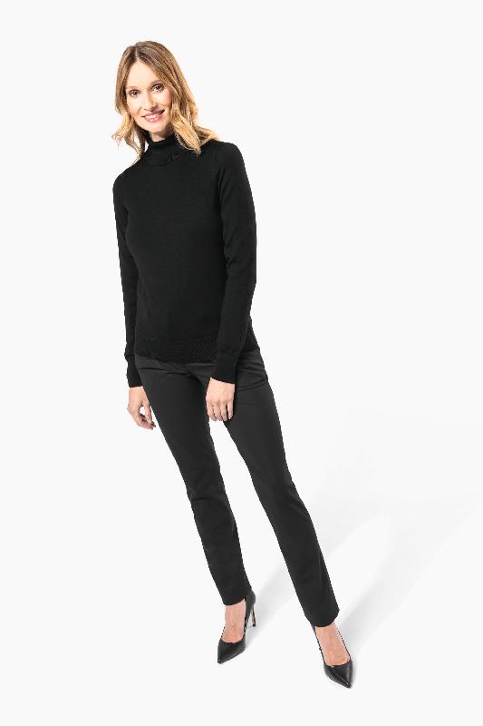 Pull Mérinos col roulé femme - 100% laine extra-fine peignée - Réf: PK913_4