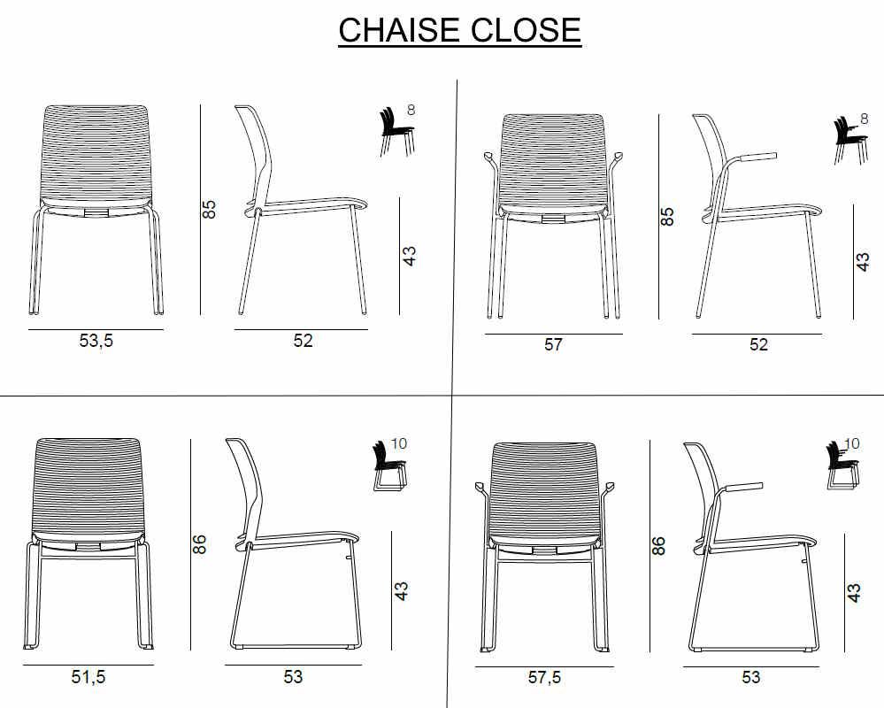 Chaise empilable CLOSE - assise et dossier en polypropylène - structure métal ou traineau - personnalisable et confortable_4