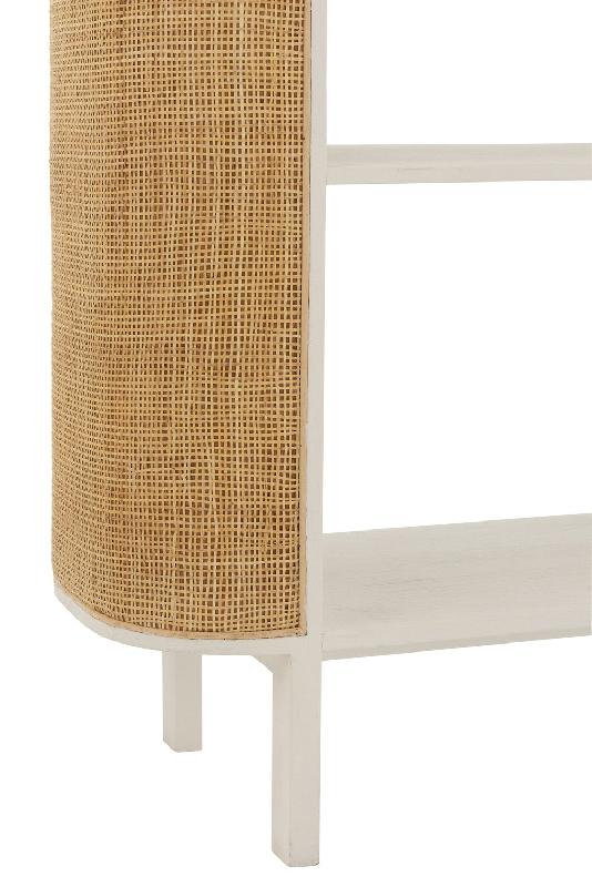 Étagère RARY en bois exotique blanc et rotin naturel - 4 planches - capacité 50 kg - L100 x H190 x P40 cm_4
