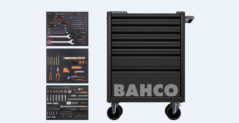 Servante d'atelier BAHCO 7 tiroirs - noir - 216 outils - plateau robuste et verrouillage sécurisé_4