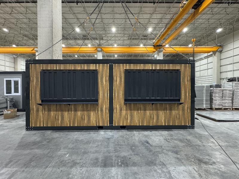 Conteneur de vente modèle IMBISS HOLZ - Isolation thermique - 14.4m² - 3 trappes de vente_4