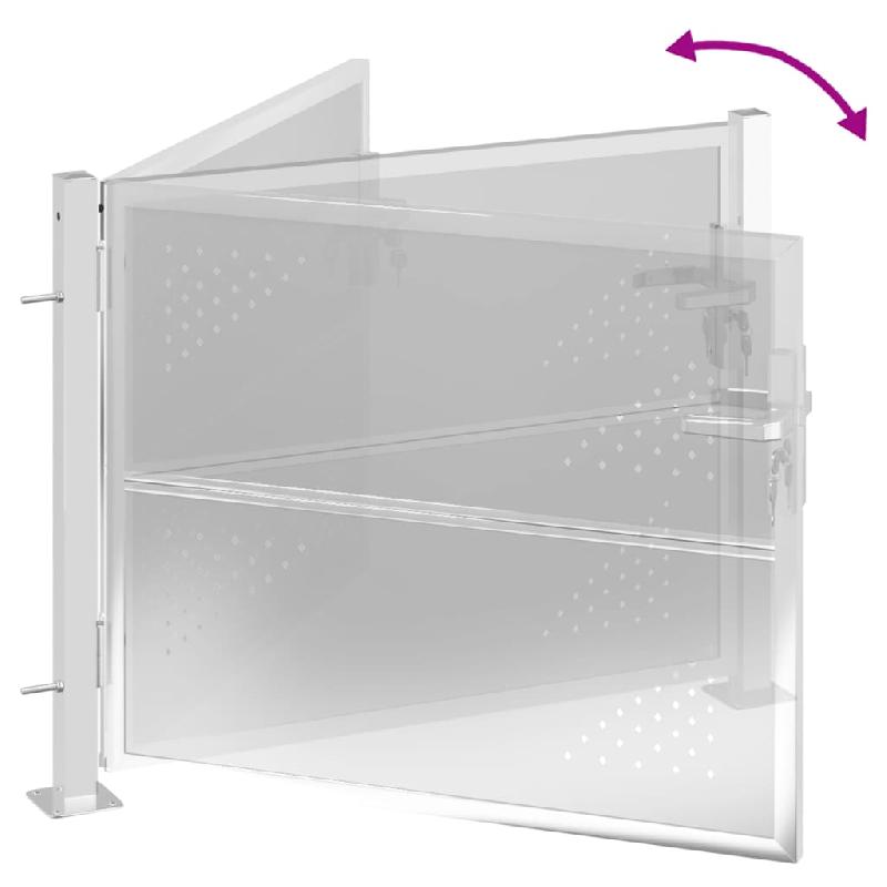 Vidaxl portail de jardin 100x75 cm acier inoxydable 376486_4