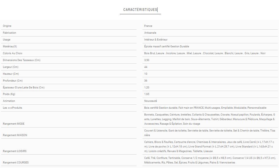 Caisse en bois tiroir T1H3 - Simply A Box - L44 x H10 x P27 cm - Bois brut ou 6 coloris lasure à l'eau_4