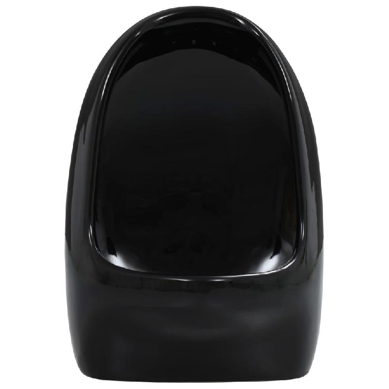 Vidaxl urinoir suspendu avec valve de chasse d'eau céramique noir 143988_4